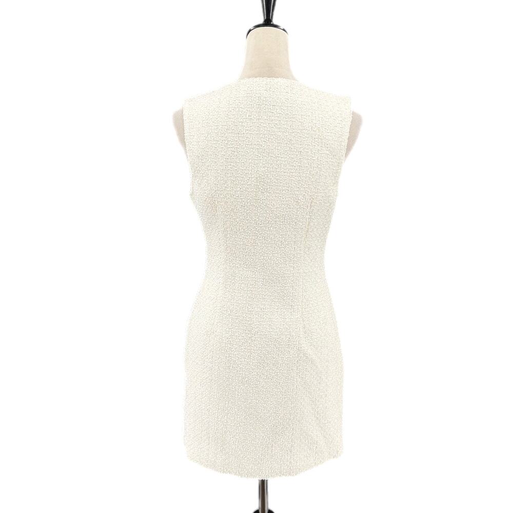 Endless Rose NEW Ivory White Tweed Polished Bridal Chic Romantic Mini Dress - Picture 4 of 11
